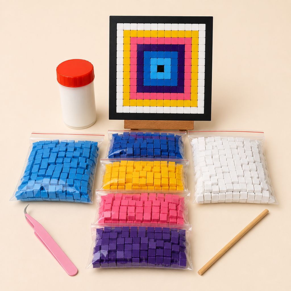 Colorful Geometric Mosaic Kit – DIY Pixel Art Craft Kit for Kids & Adults
