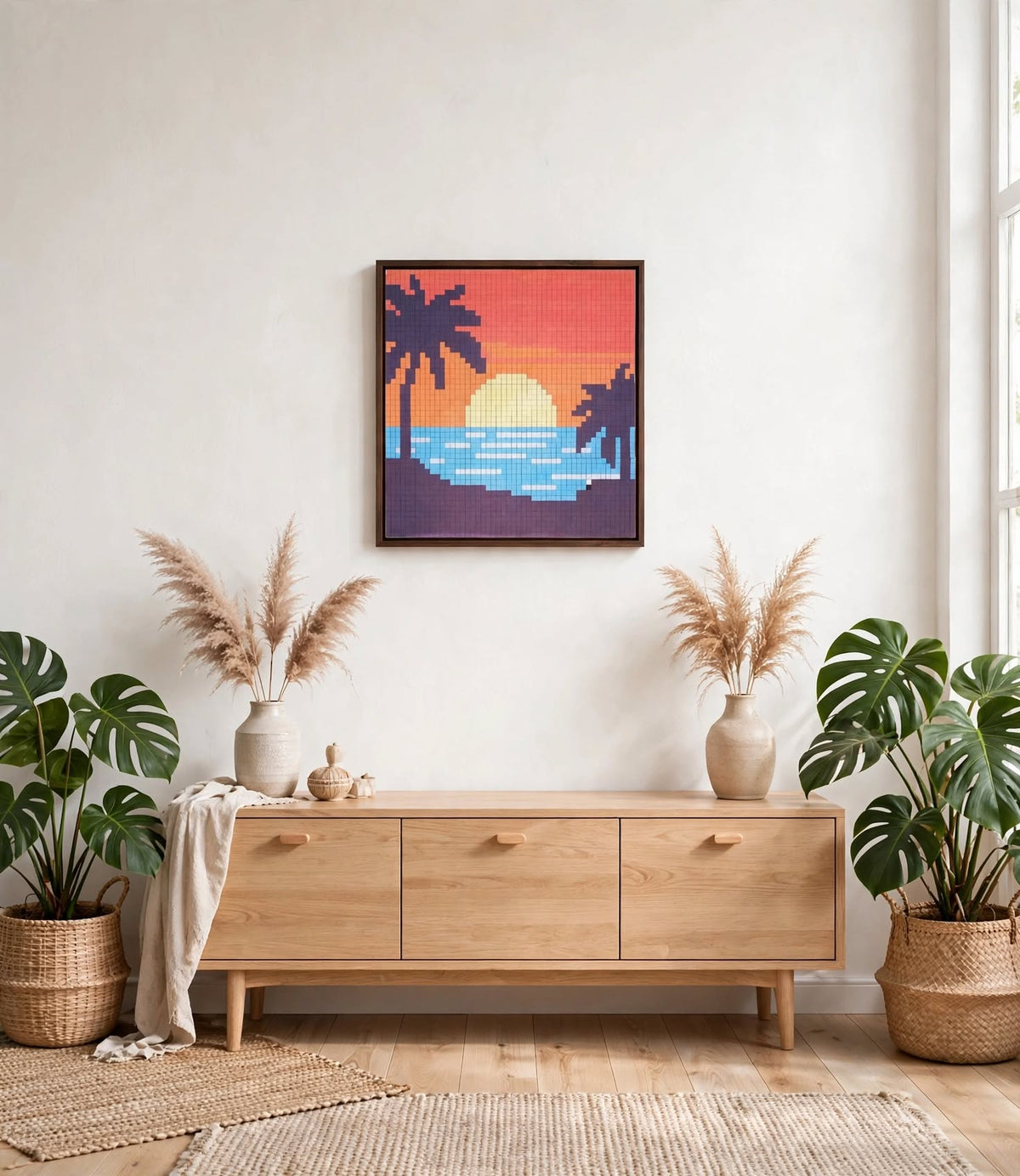 Sunset Palm Tree Pixel Mosaic Kit – DIY Mosaic Art Kit 38x38cm