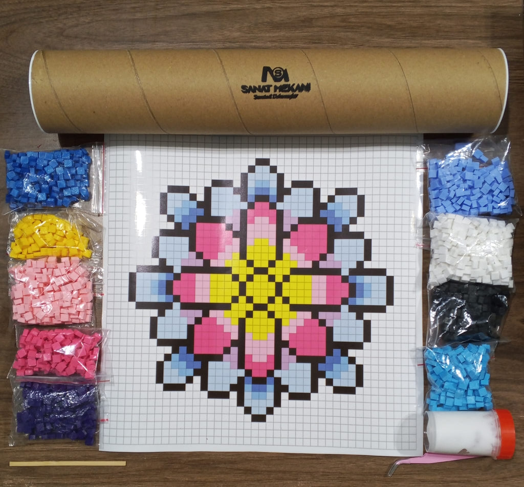 Colorful Mandala Mosaic Kit – DIY Pixel Art Craft Kit for Adults