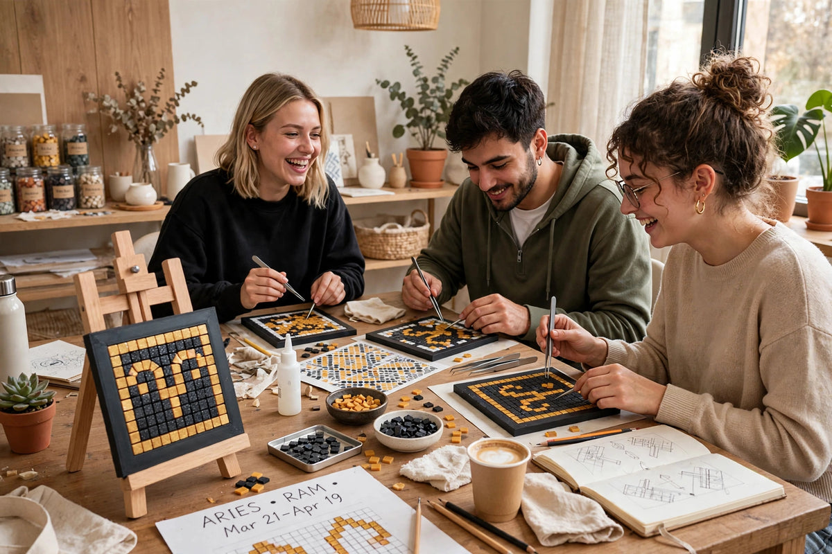 Aries Zodiac Mosaic Kit – DIY Pixel Craft Kit for Kids & Adults