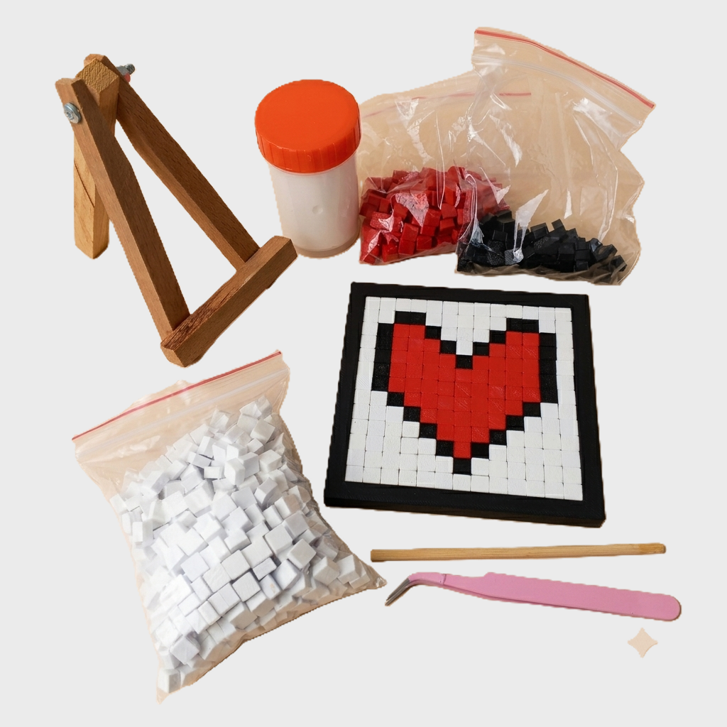 Pixel Heart Mosaic Kit – DIY Love Craft Kit for Kids & Adults