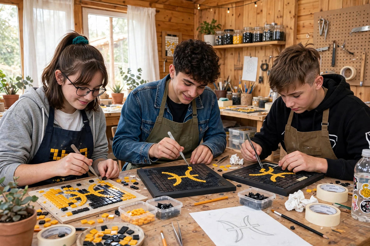 Pisces Zodiac Mosaic Kit – DIY Pixel Art Craft Kit for Kids & Adults