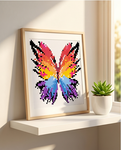 Butterfly Mosaic Kit – DIY Pixel Art Craft Kit for Adults