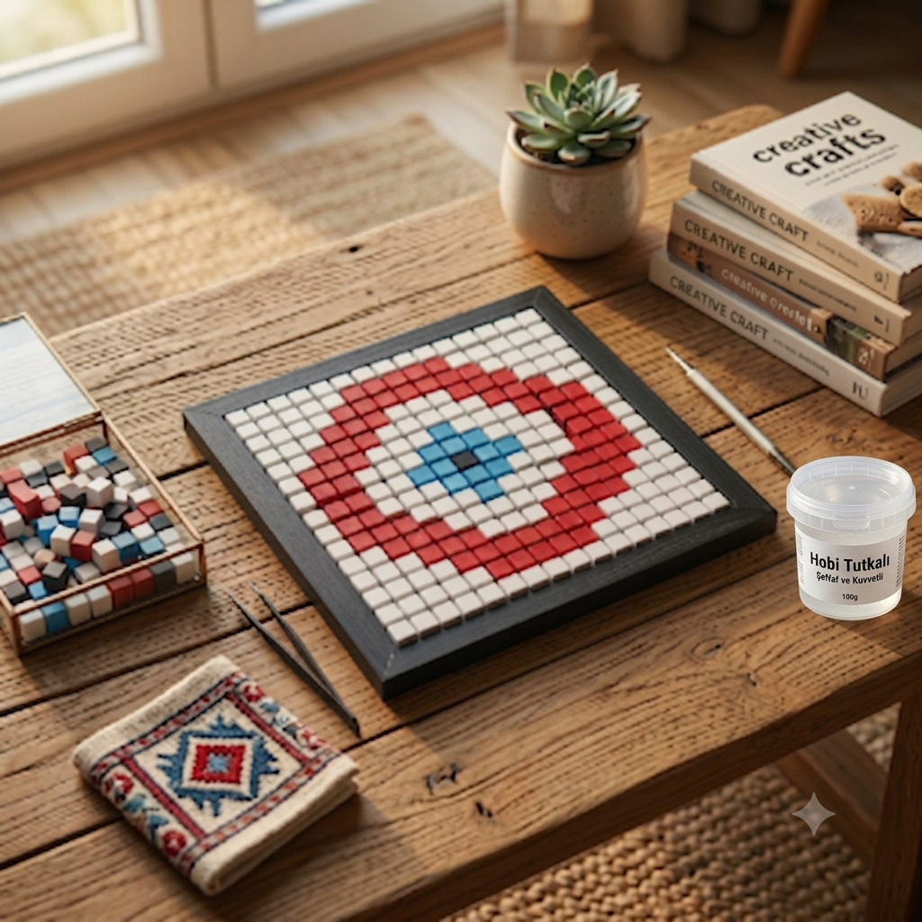 DIY Evil Eye Mosaic Kit – Turkish Nazar Wall Art – Pixel Art Craft Kit for Kids & Adults