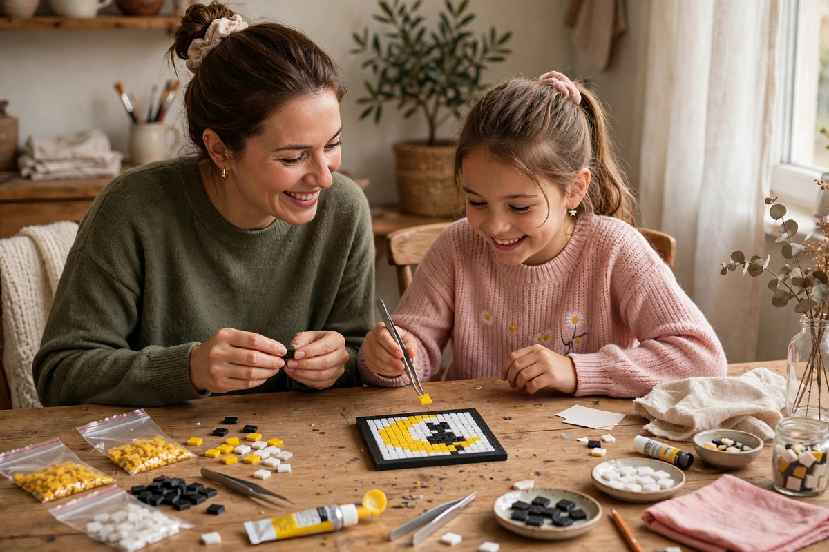 Crescent Moon Cat Mosaic Kit – DIY Pixel Craft Kit for Kids & Adults