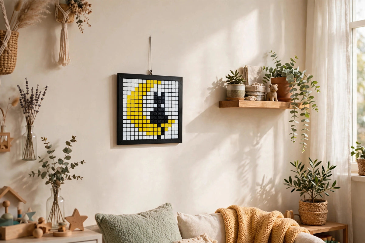 Crescent Moon Cat Mosaic Kit – DIY Pixel Craft Kit for Kids & Adults